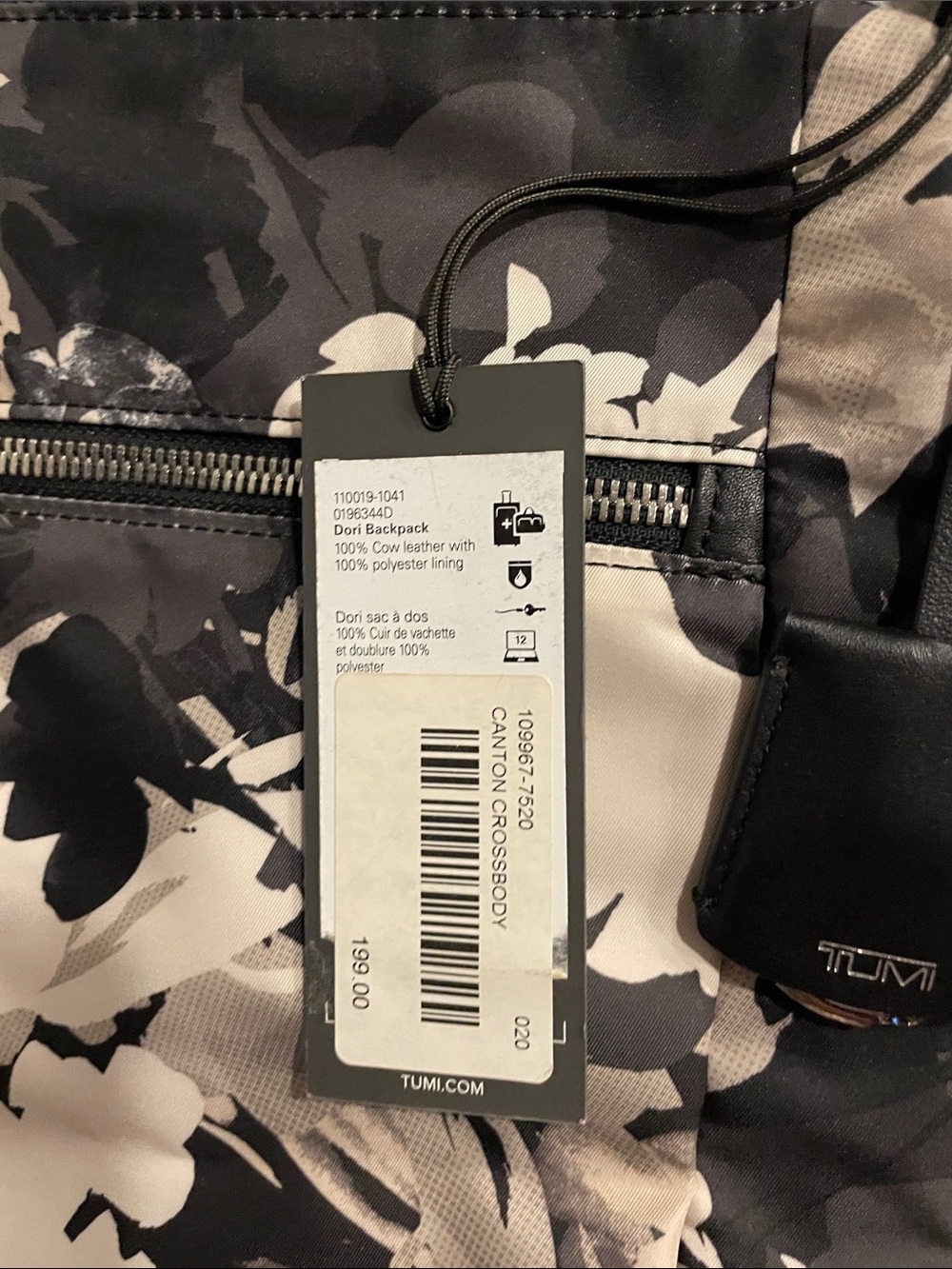 Tumi Black & Beige Floral Crossbody Bag - Picture 2 of 2